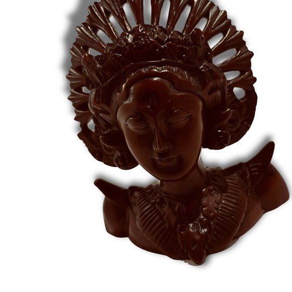 Vintage Wood Handmade Buddha Guan Yin Engraved Statue. RARE! - Picture 2 of 8